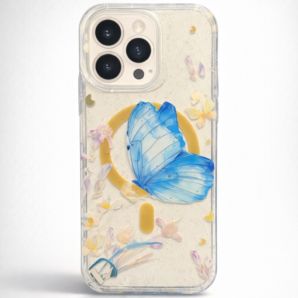 Gardenia Mag iPhone 15 Pro Max Case Blue Butterfly