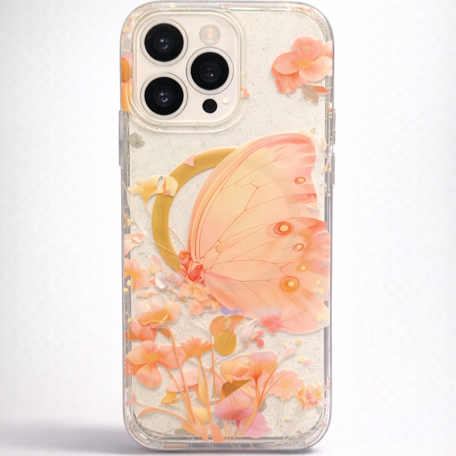 Gardenia Mag iPhone 15 Pro Max Case Peach Butterfly