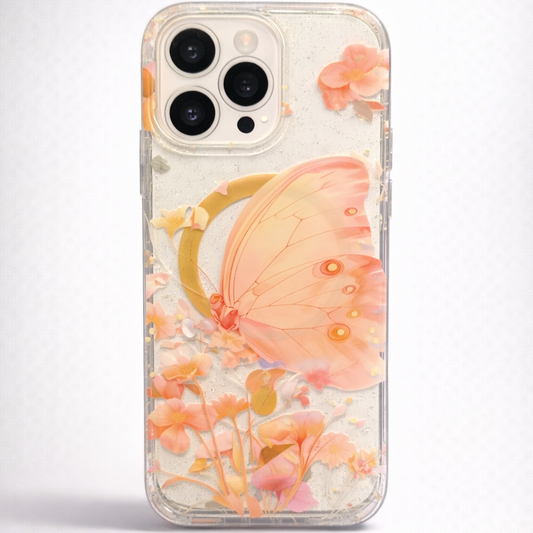 Gardenia Mag iPhone 15 Pro Case Peach Butterfly