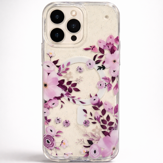 Gardenia Mag iPhone 15 Pro Case Purple Petals