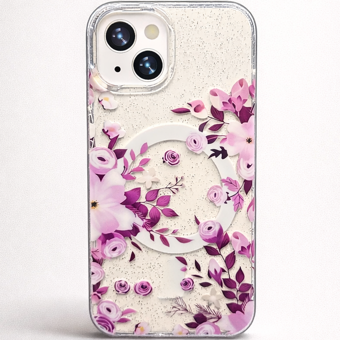 Gardenia Mag iPhone 15 Case Purple Petals