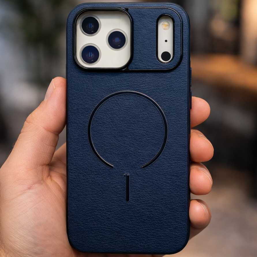 MagElite Leather Case for iPhone 17 Pro Max - Navy Blue
