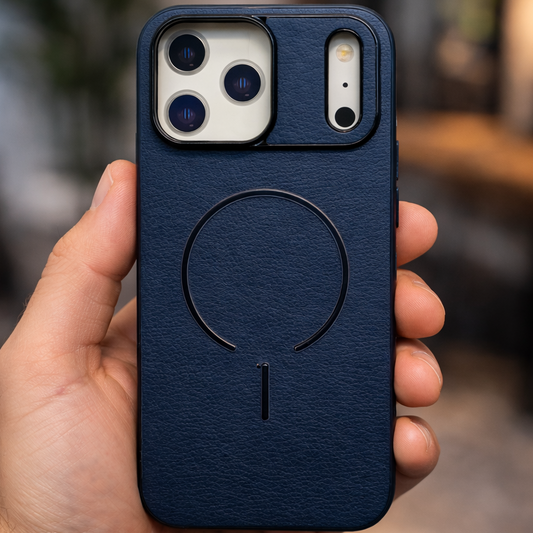 MagElite Leather Case for iPhone 17 Pro - Navy Blue