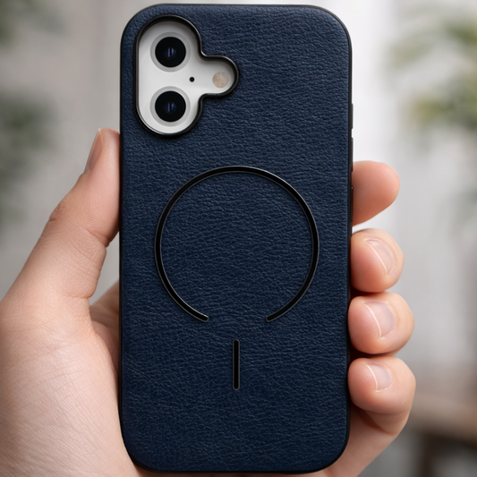MagElite Leather Case for iPhone 17 - Navy Blue