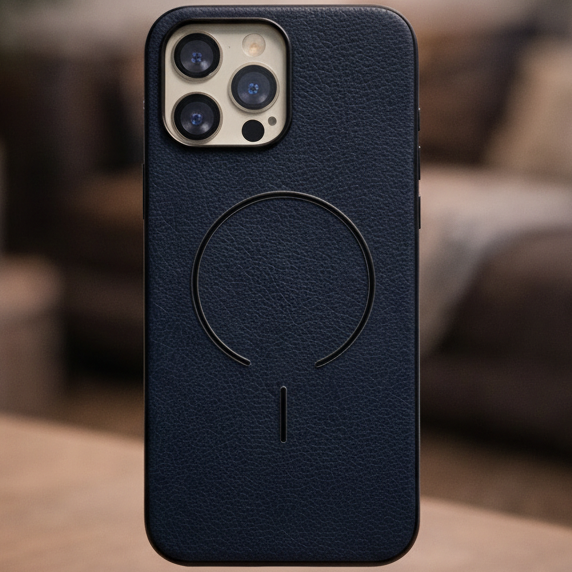 MagElite Leather Case for iPhone 16 Pro Max - Navy Blue