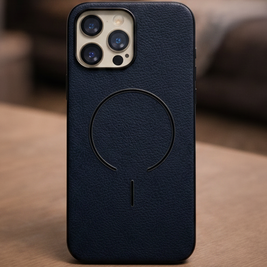 MagElite Leather Case for iPhone 16 Pro - Navy Blue