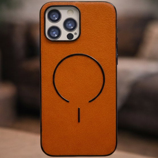 MagElite Leather Case for iPhone 16 Pro - Orange