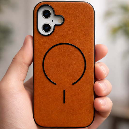 MagElite Leather Case for iPhone 16 - Orange