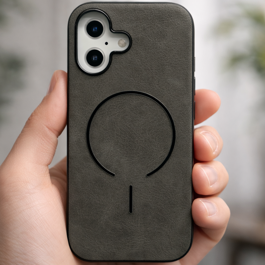 MagElite Leather Case for iPhone 16 - Grey