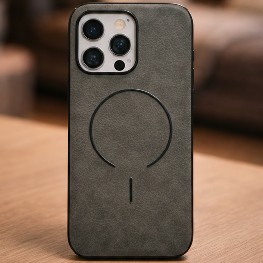 MagElite Leather Case for iPhone 15 Pro Max - Grey