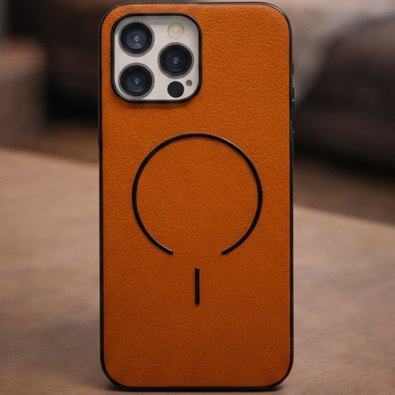 MagElite Leather Case for iPhone 15 Pro Max - Orange
