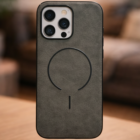 MagElite Leather Case for iPhone 15 Pro - Grey