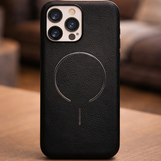 MagElite Leather Case for iPhone 15 Pro - Black