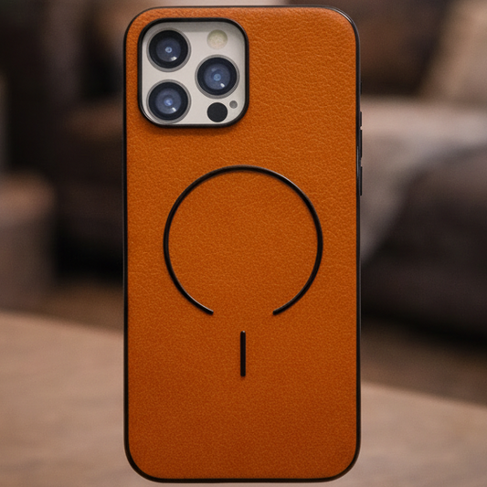 MagElite Leather Case for iPhone 15 Pro - Orange