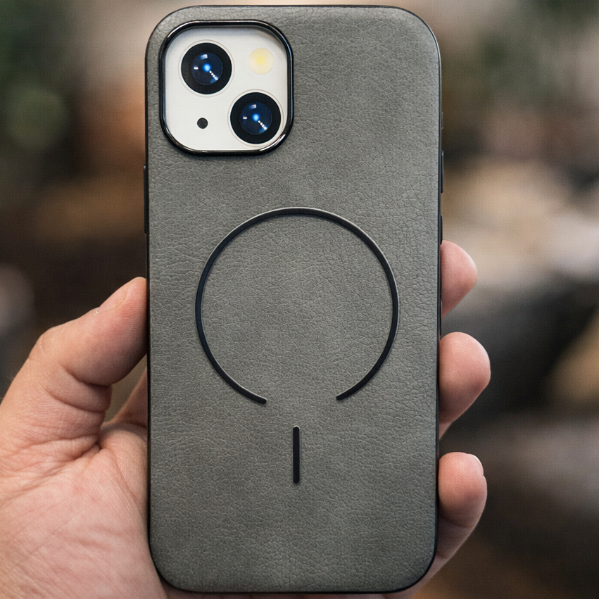 MagElite Leather Case for iPhone 15 - Grey