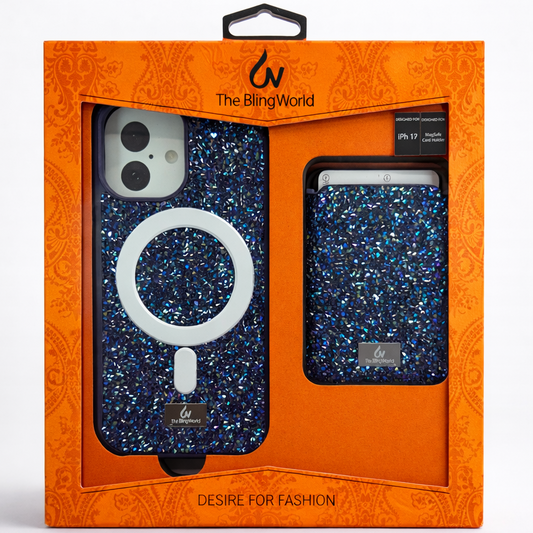 The Bling World iPhone 17 Case with Card Holder Purple