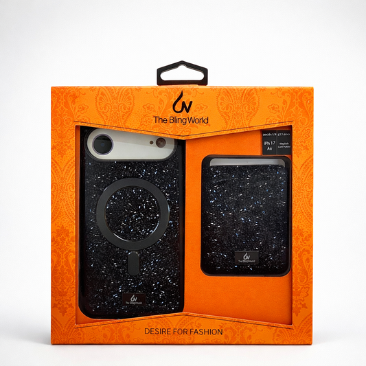 The Bling World iPhone 17 Air Case with Card Holder Black