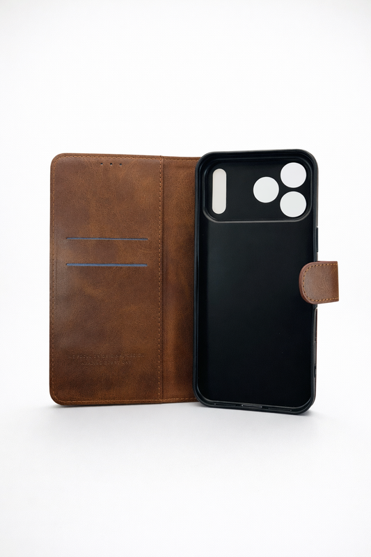 RichBoss Leather Folio Case for iPhone 17 Pro - Brown