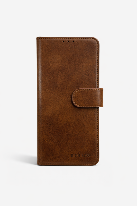 RichBoss Leather Folio Case for iPhone 17 Pro - Brown