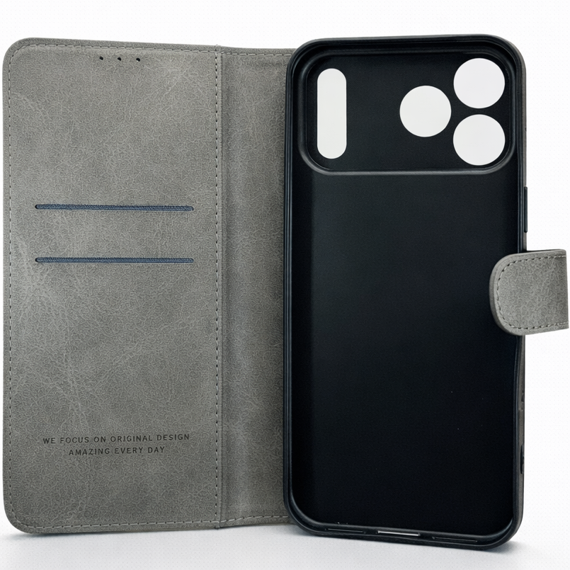 RichBoss Leather Folio Case for iPhone 17 Pro - Grey