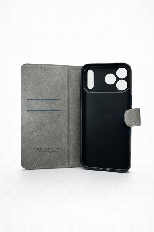 RichBoss Leather Folio Case for iPhone 17 Pro - Grey