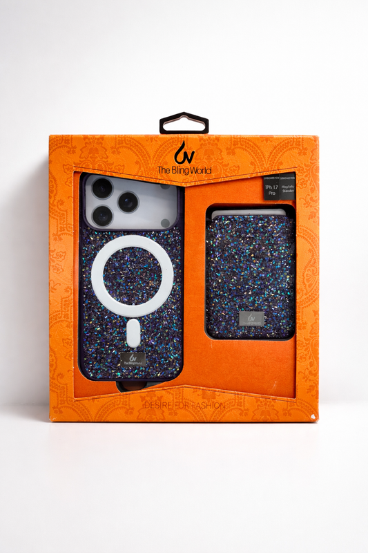 The Bling World iPhone 17 Pro Case with Card Holder Purple