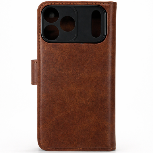 RichBoss Leather Folio Case for iPhone 17 Pro Max - Brown