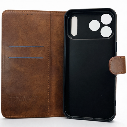 RichBoss Leather Folio Case for iPhone 17 Pro Max - Brown