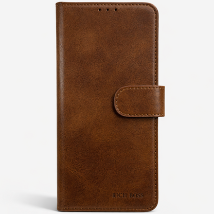 RichBoss Leather Folio Case for iPhone 17 Pro Max - Brown