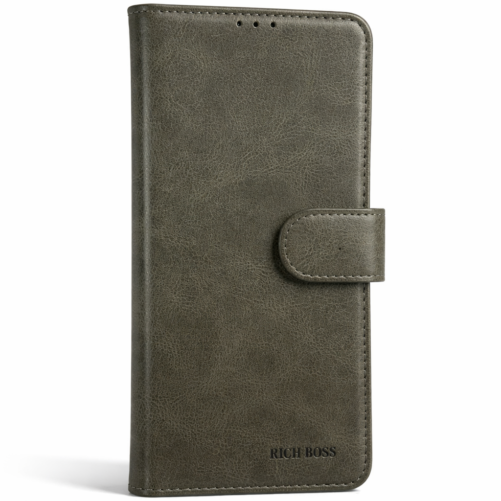 RichBoss Leather Folio Case for iPhone 17 Pro Max - Grey