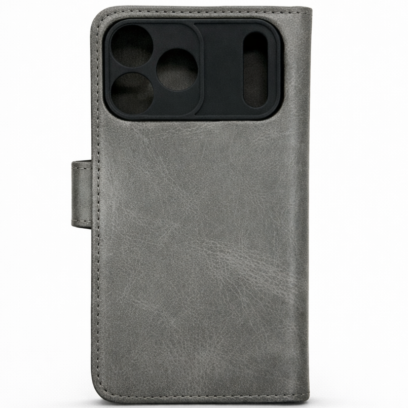 RichBoss Leather Folio Case for iPhone 17 Pro Max - Grey