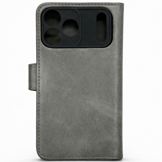 RichBoss Leather Folio Case for iPhone 17 Pro Max - Grey