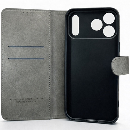 RichBoss Leather Folio Case for iPhone 17 Pro Max - Grey