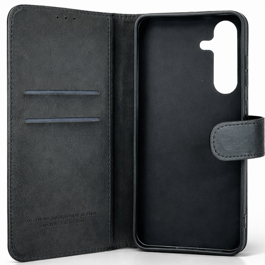 RichBoss Leather Folio Case for Samsung Galaxy S25 FE - Black