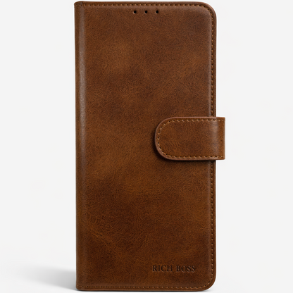 RichBoss Leather Folio Case for Samsung Galaxy A17 - Brown