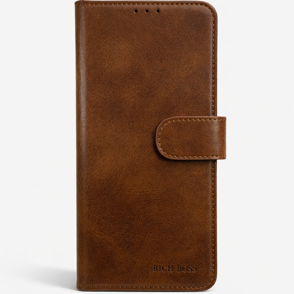 RichBoss Leather Folio Case for Samsung Galaxy S25 FE - Brown