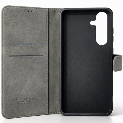 RichBoss Leather Folio Case for Samsung Galaxy S25 FE - Grey