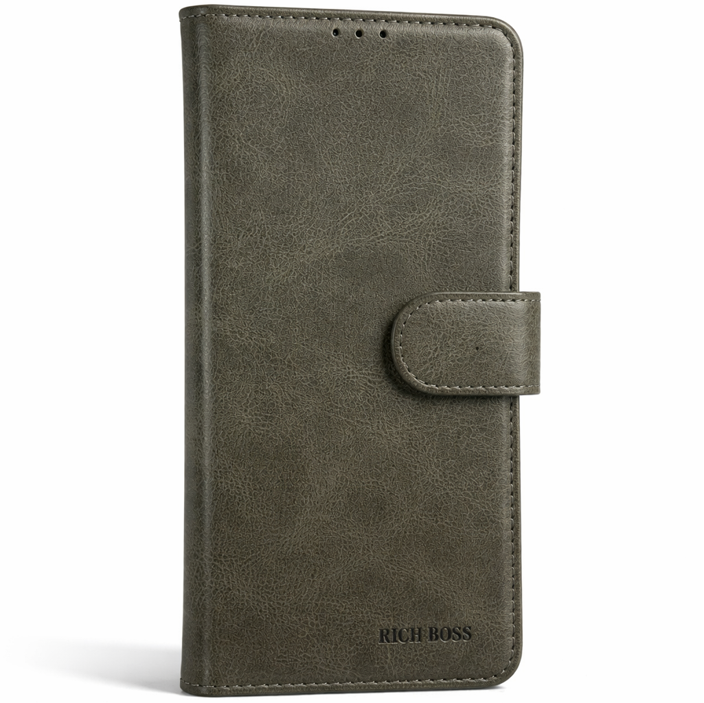 RichBoss Leather Folio Case for Samsung Galaxy S25 FE - Grey