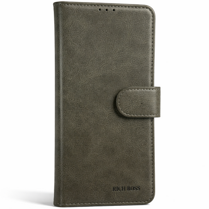 RichBoss Leather Folio Case for Samsung Galaxy S25 FE - Grey