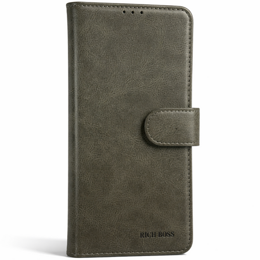RichBoss Leather Folio Case for Samsung Galaxy S25 FE - Grey
