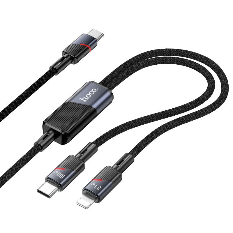 HOCO U139 C to C+iP 100W fast charging data cable black