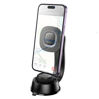 HOCO HW31 Crown magnetic 15W wireless charging car holder(center console) black metal gray