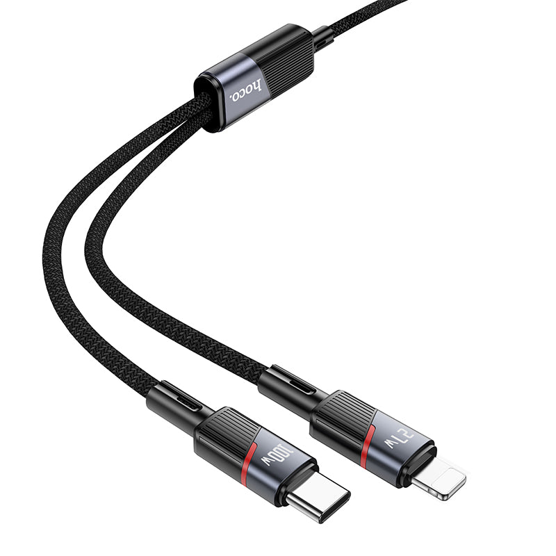 HOCO U139 C to C+iP 100W fast charging data cable black