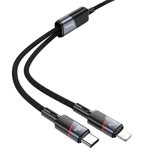 HOCO U139 C to C+iP 100W fast charging data cable black
