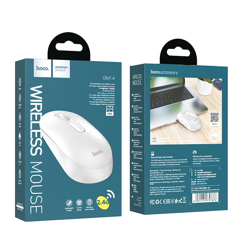 HOCO GM14 Platinum 2.4G business wireless mouse white