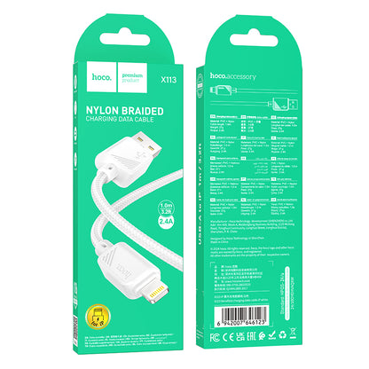 HOCO X113 Beneficio charging data cable iP white