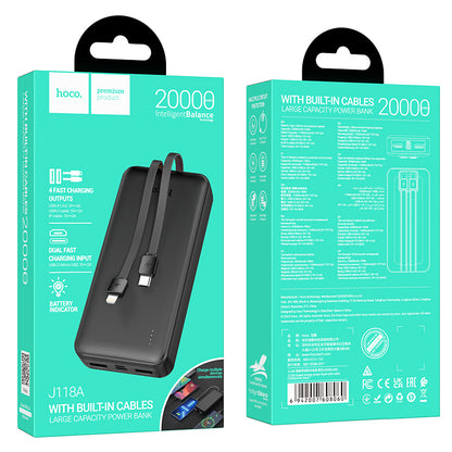 J118A Speed energy power bank with cable(20000mAh) Black