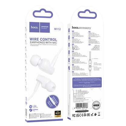 HOCO M112 Story universal earphones with microphone white
