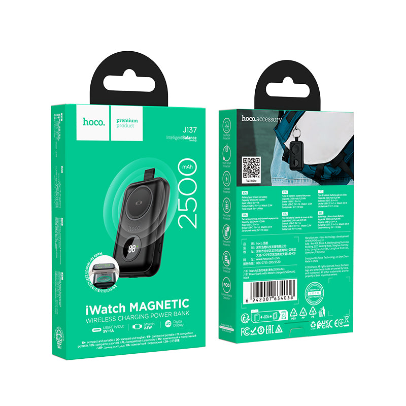 HOCO J137 Power bank with iWatch charger(2500mAh) black