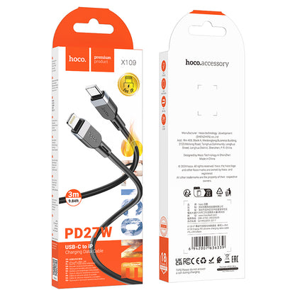 HOCO X109 Energy PD silicone charging data cable iP(L=3M) black